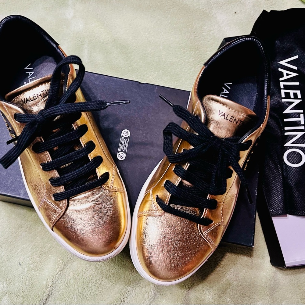 Valentino Gold and Black Sneakers with Metallic Finish - Picture 3 of 16